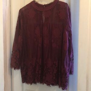 NY&CO burgundy lace blouse